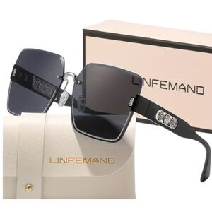 LINFEMAND Black Square Sunglasses